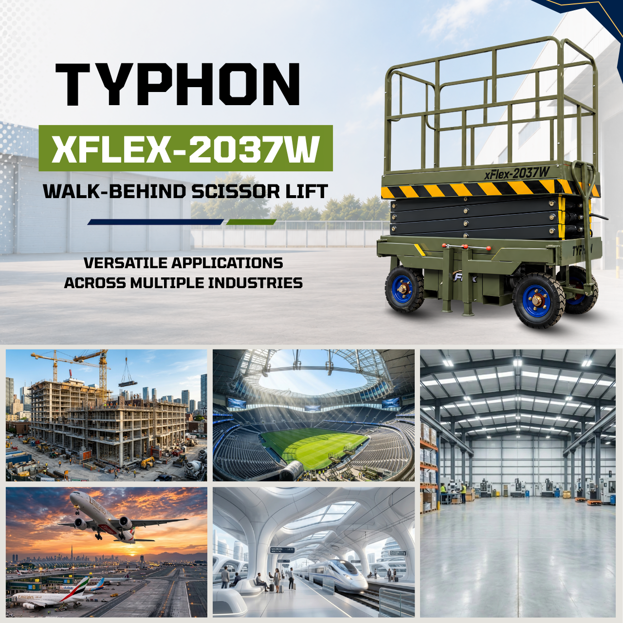 TYPHON xFlex-2037W Walk-Behind Scissor Lift 20 ft, load capacity 1102 lb, 110V Electric