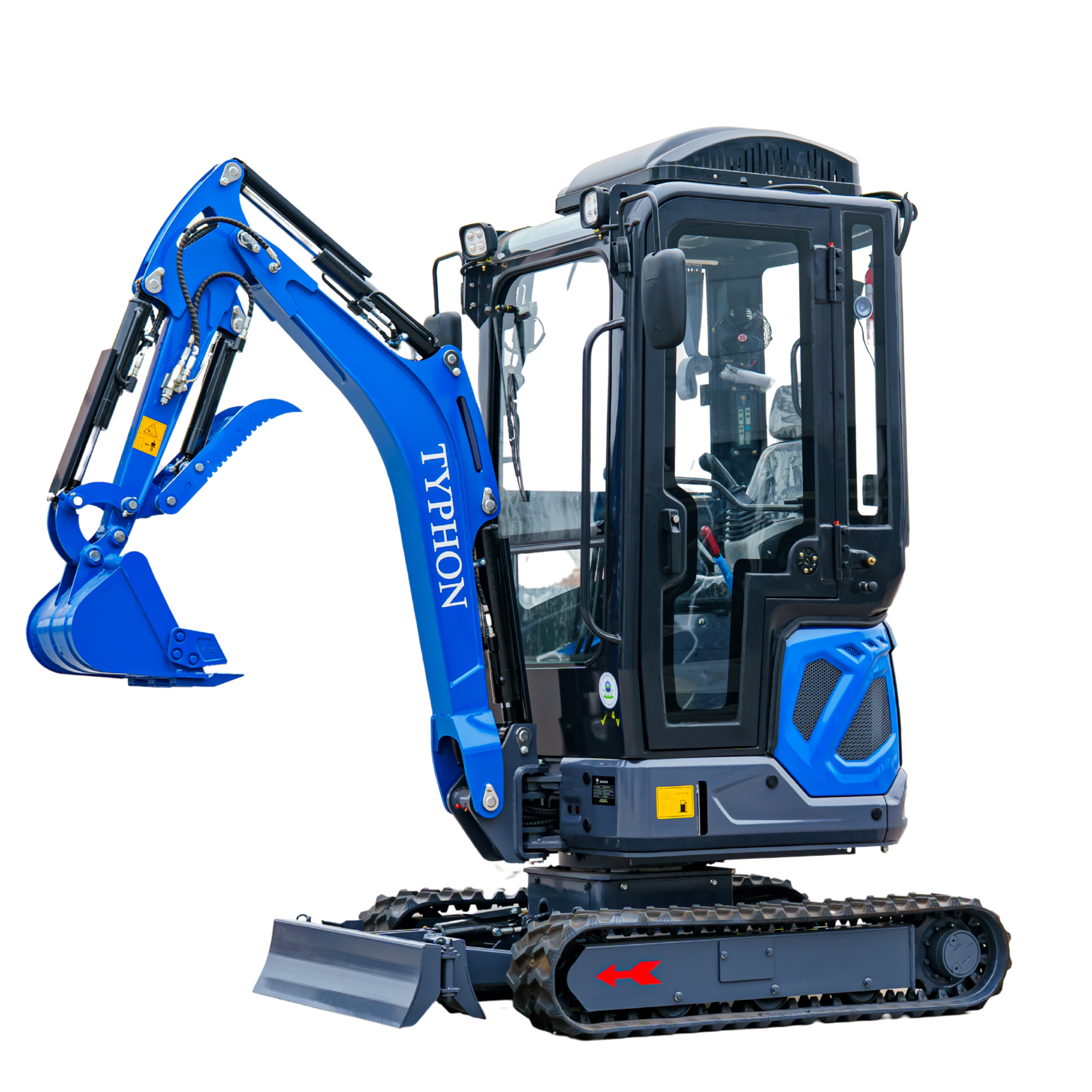 TYPHON TERROR XIX Prestige, 20.4 HP Kubota D902 4200lbs Mini Excavator with Boom Swing, Retractable Tracks, and AC/Heater Cabin