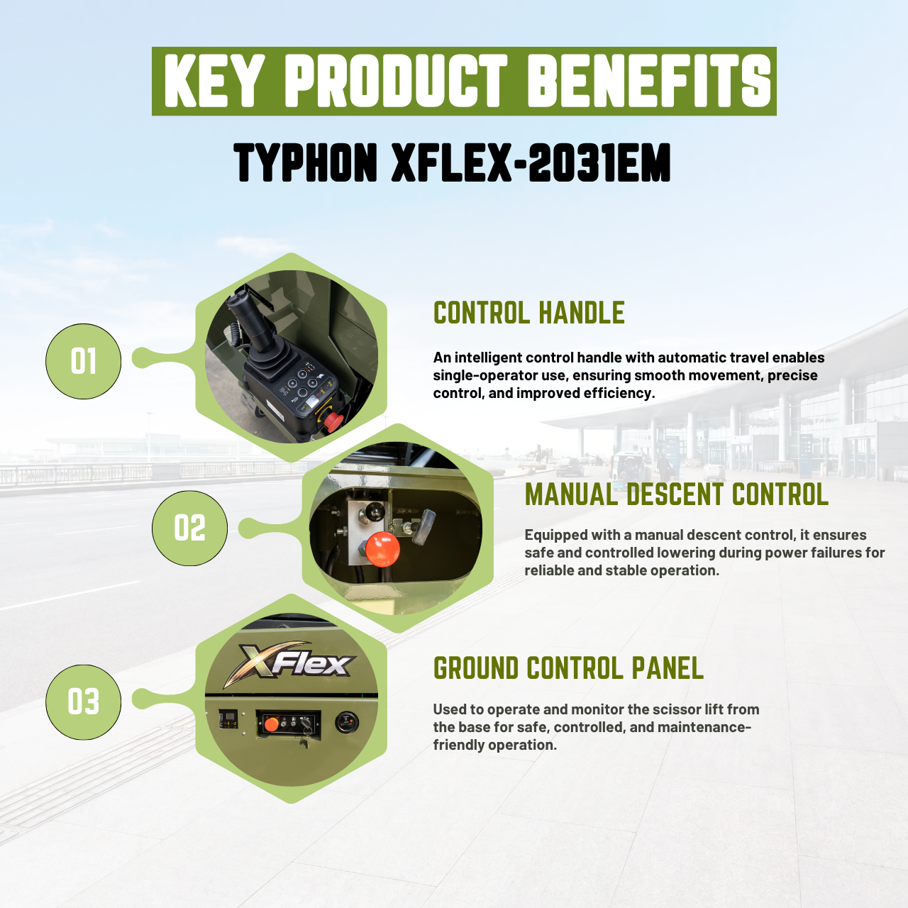 TYPHON xFlex-2031EM 1.2 Ton Electric Mini Scissor Lift , 20 ft Max Platform Height , 19.7-inch Platform Extension