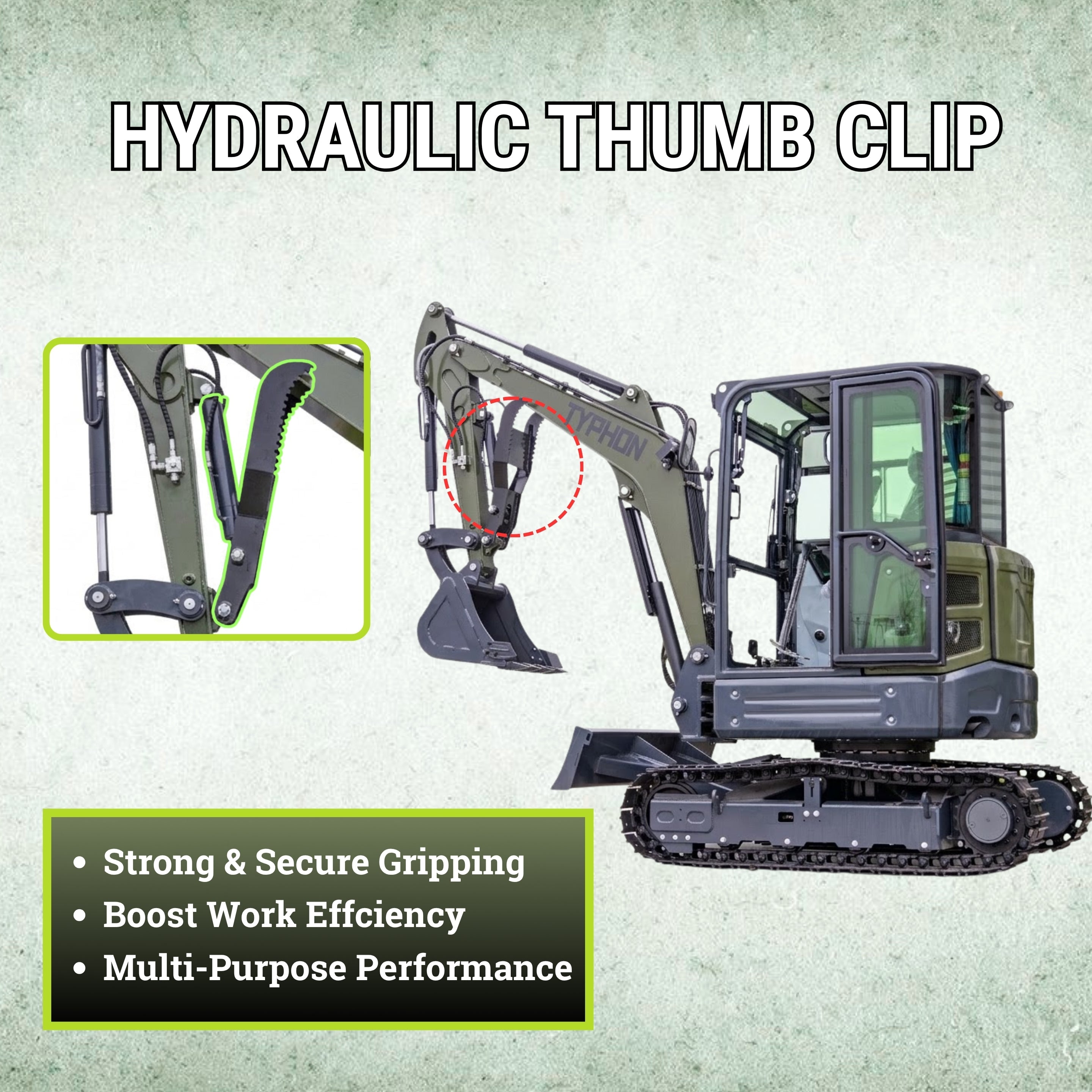 TYPHON KUVOU 4.0 mini excavator Kubota D1703 Diesel engine with 4Ton Operating Weight AC/ Heater