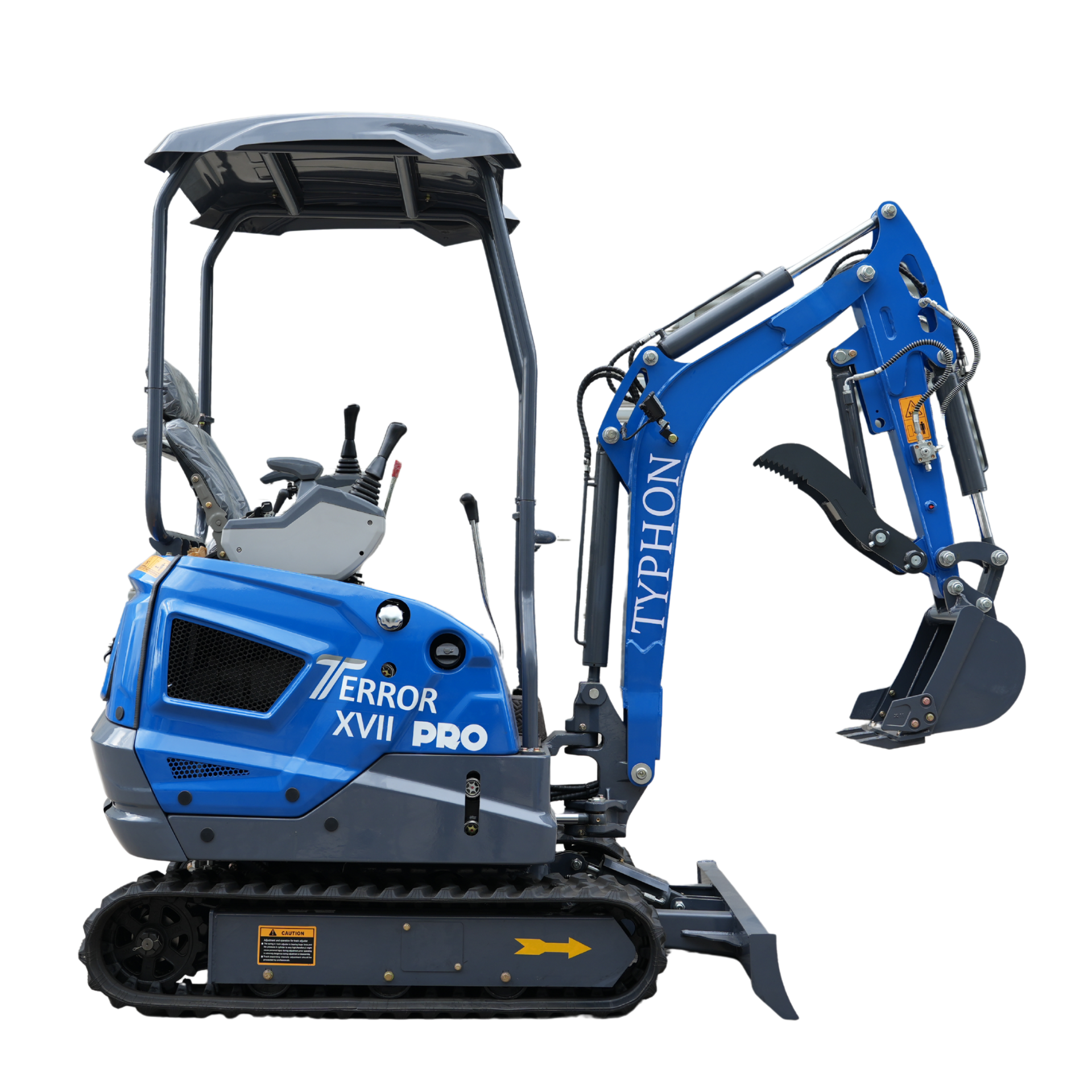 TYPHON TERROR XVII PRO 3800 lb mini excavator Hydraulic System Integrated Oil Cooler EPA-Certified Kubota D902 Engine
