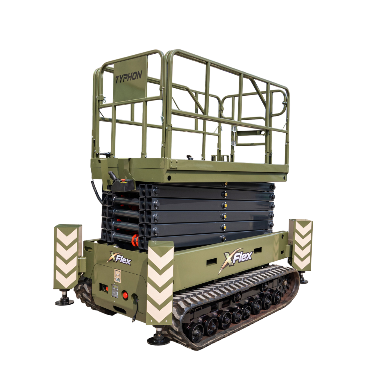TYPHON xFlex-4068ET 3.2 Ton Electric Rubber Track Scissor Lift 40 ft Max Platform Height 5.4HP Hydraulic Pump Motor 35-Inch Platform Extension