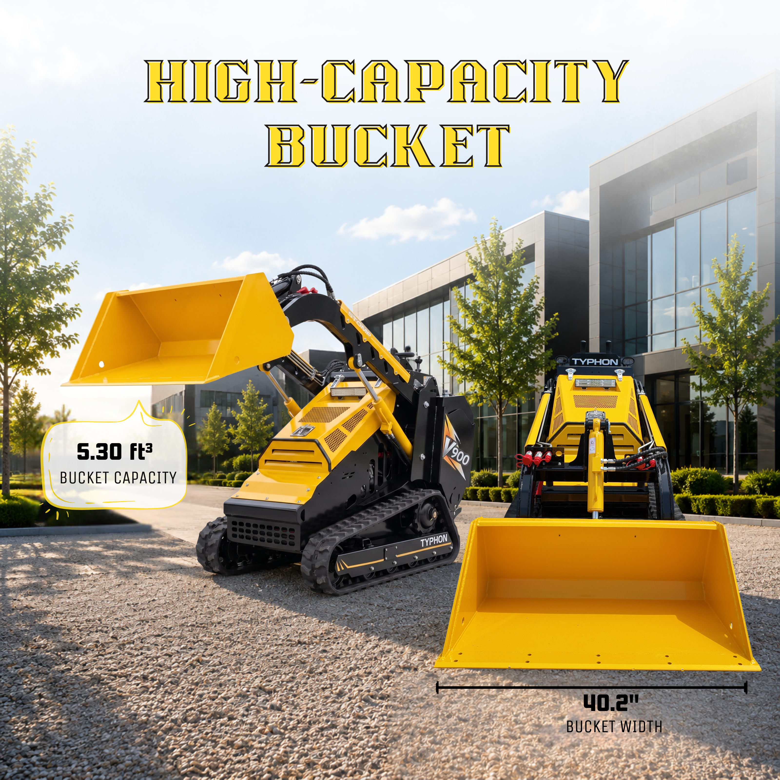 Typhon Stomp V900 Mini Track Loader Kubota D1105 25HP Diesel Stand-On Skid Steer Dual Aux Hydraulics EPA Stage V