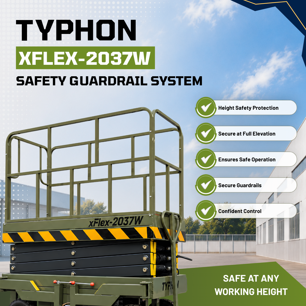 TYPHON xFlex-2037W Walk-Behind Scissor Lift 20 ft, load capacity 1102 lb, 110V Electric