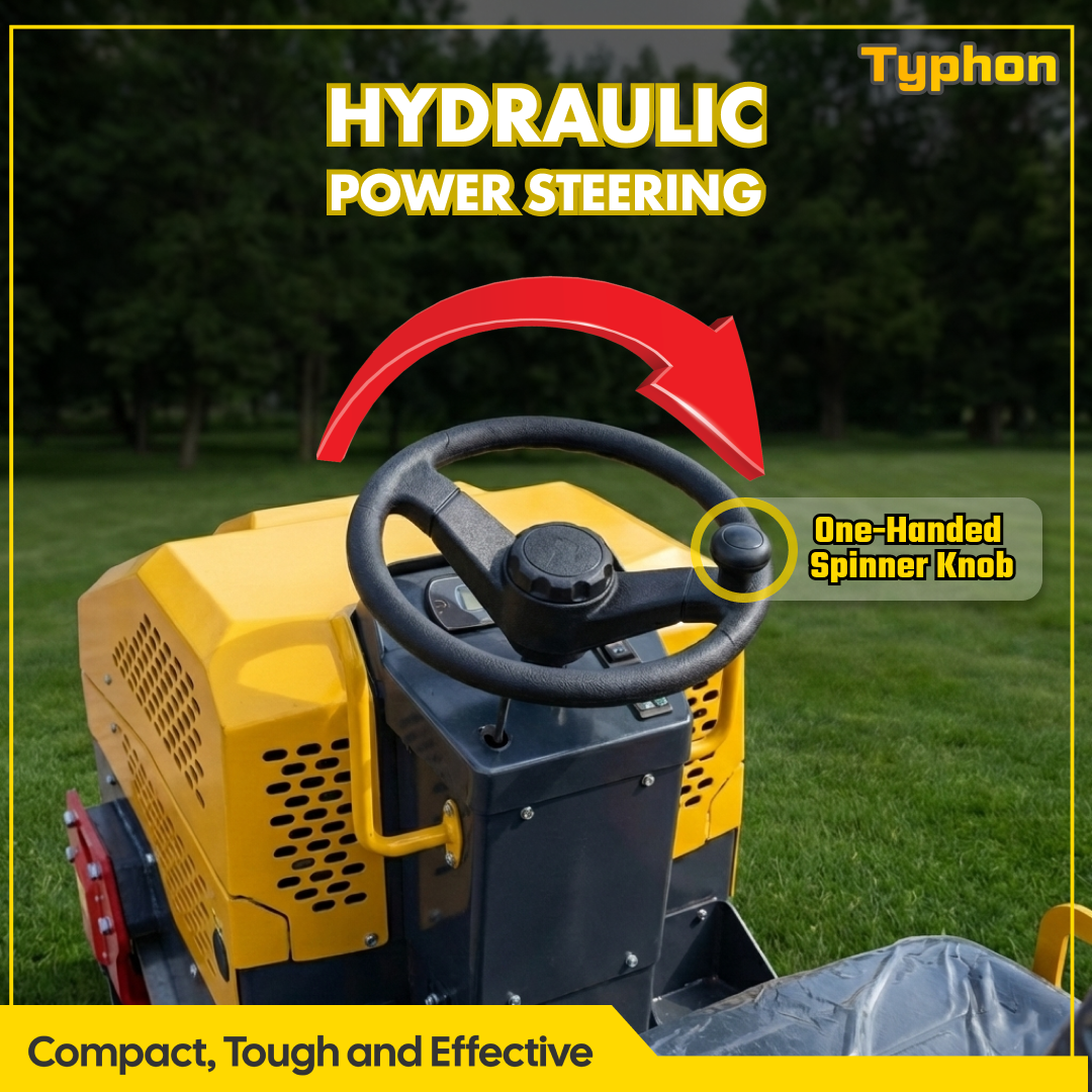 TYPHON Road Roller 10 – 1 Ton, 13.5 HP Briggs & Stratton, Hydraulic Drive, One-Key Vibration