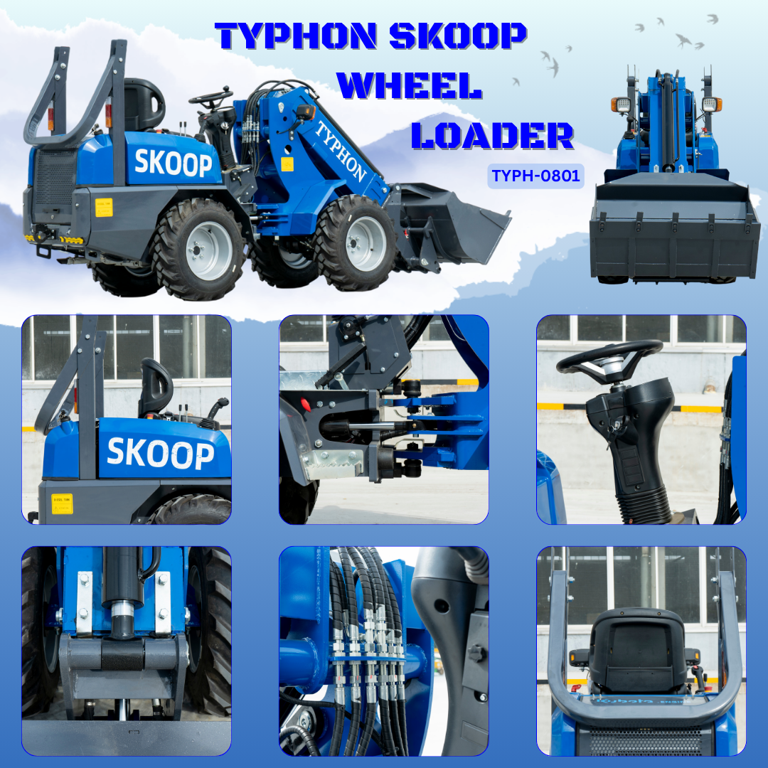 TYPHON SKOOP Wheel Loader with Kubota D1105 diesel engine 25 hp 1 ton Load USA