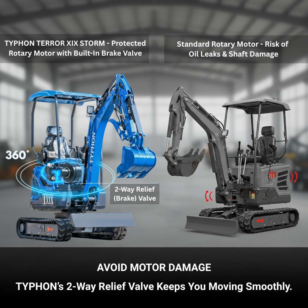 New TYPHON TERROR XIX STORM Mini Excavator 4000lbs 20.4hp Kubota D902 engine Trench Digger with Boom Swing, Canopy, Retractable Tracks