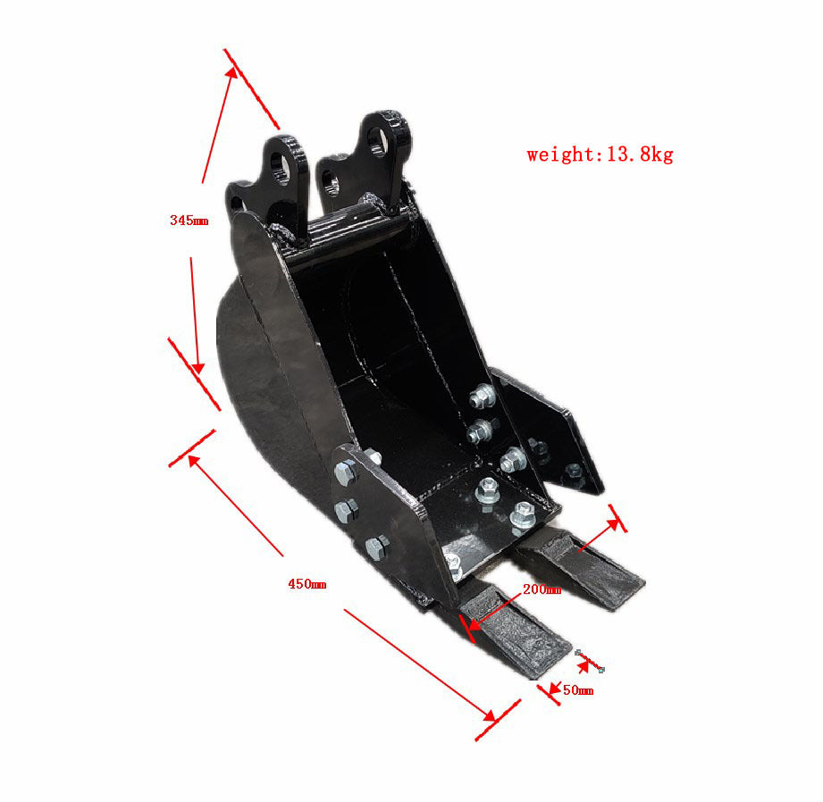 200mm Narrow Bucket: Attachment for TYPHON Mini Excavators