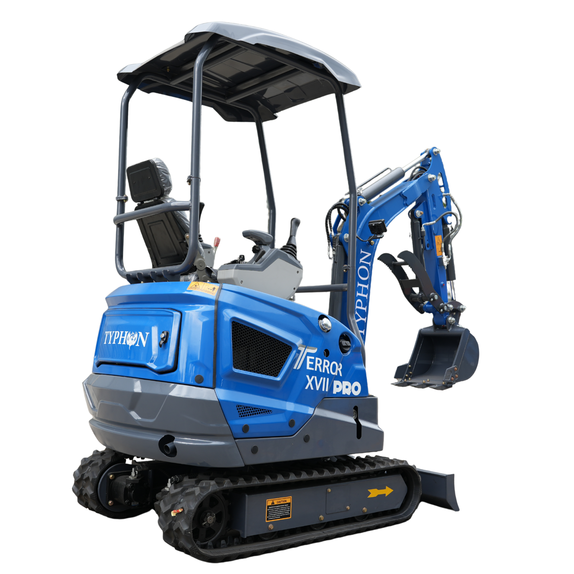 TYPHON TERROR XVII PRO 3800 lb mini excavator Hydraulic System Integrated Oil Cooler EPA-Certified Kubota D902 Engine