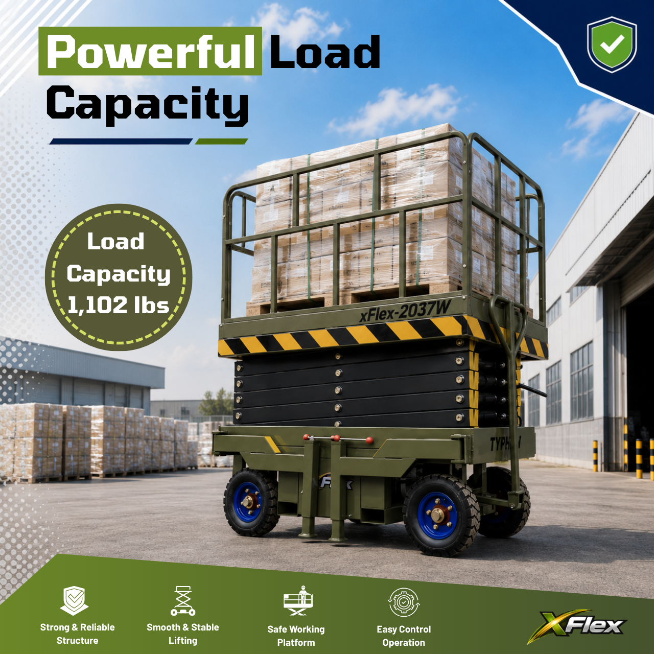 TYPHON xFlex-2037W Walk-Behind Scissor Lift  20 ft, load capacity 1102 lb, 110V Electric