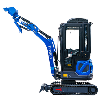 TYPHON TERROR XIX Prestige, 20.4 HP Kubota D902 4200lbs Mini Excavator with Boom Swing, Retractable Tracks, and AC/Heater Cabin
