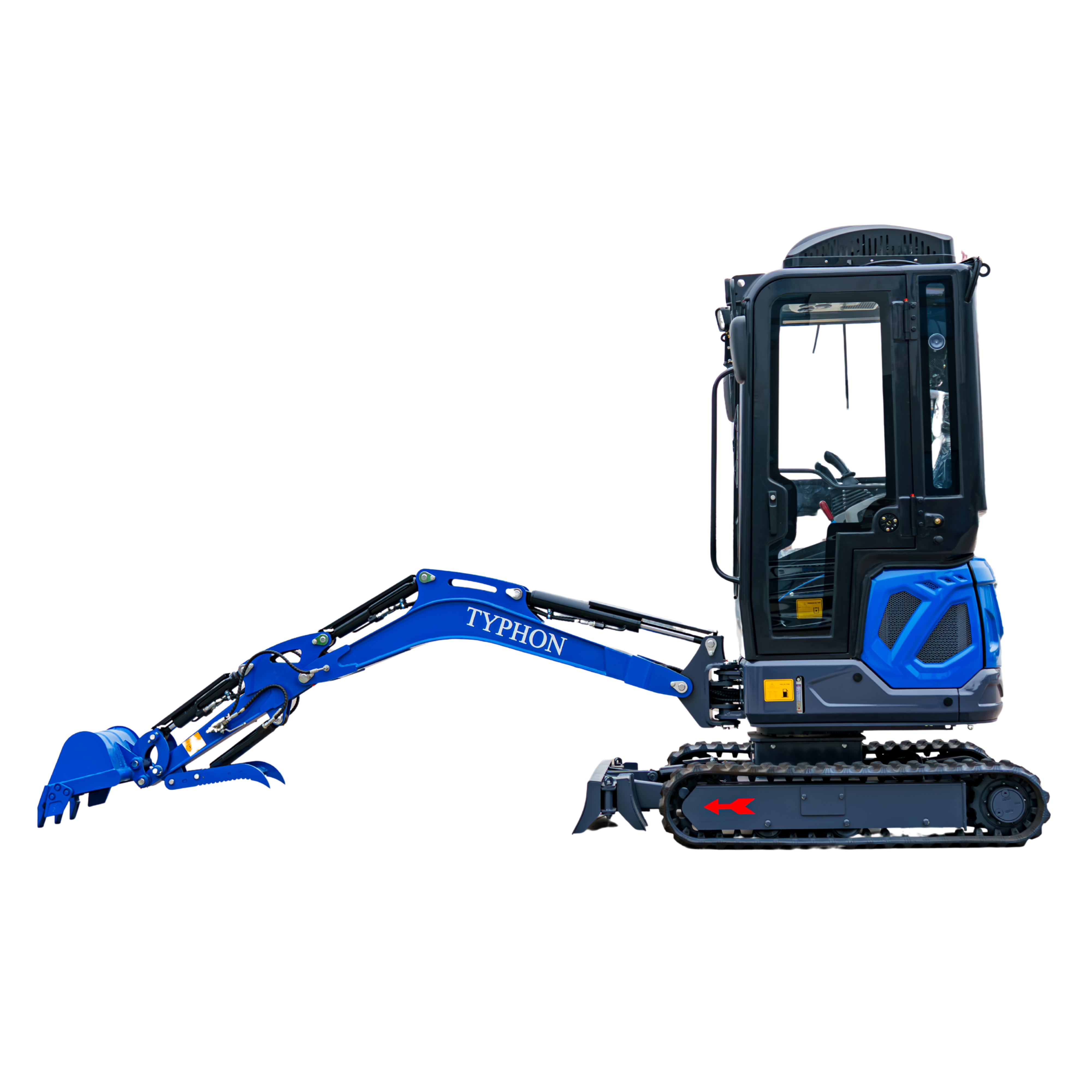 TYPHON TERROR XIX Prestige, 20.4 HP Kubota D902 4200lbs Mini Excavator with Boom Swing, Retractable Tracks, and AC/Heater Cabin