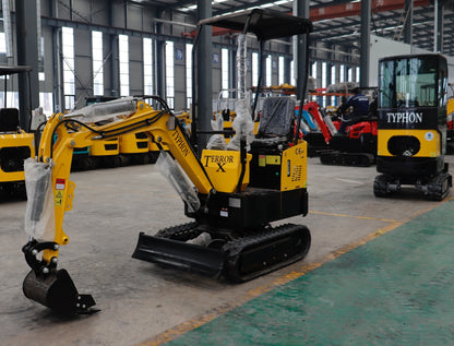 TYPHON TERROR X STORM Mini Excavator – 1 Ton Trench Digger with Canopy, 380mm Wide Bucket