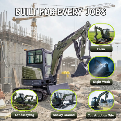 TYPHON KUVOU 4.0 mini excavator Kubota D1703 Diesel engine with 4Ton Operating Weight AC/ Heater