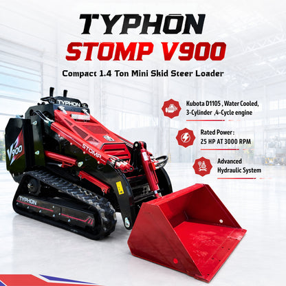 Typhon Stomp V900 Mini Track Loader Kubota D1105 25HP Diesel  Stand-On Skid Steer  EPA / EU Stage V