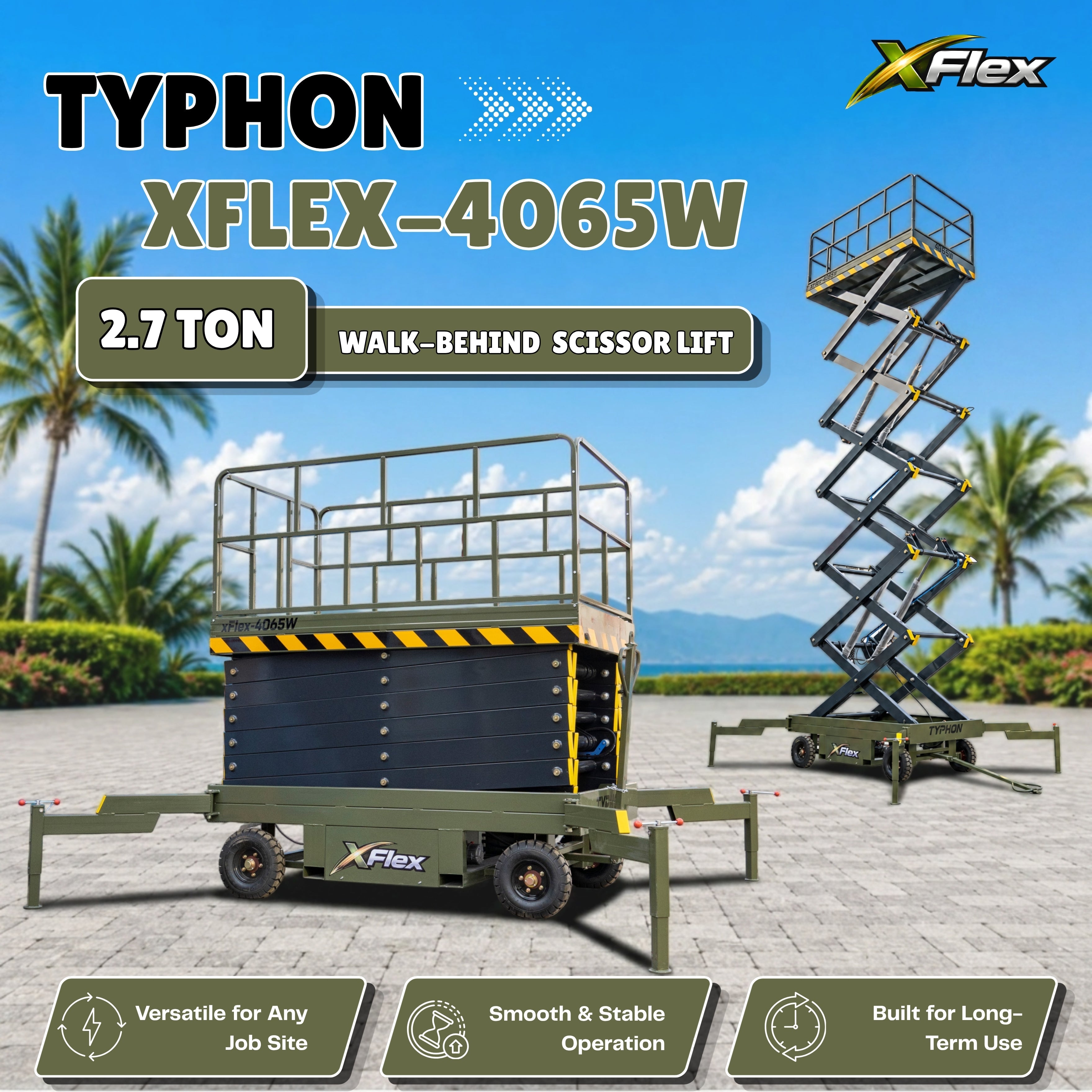 TYPHON xFlex-4065W Walk-behind Scissor Lift 40 ft lifting