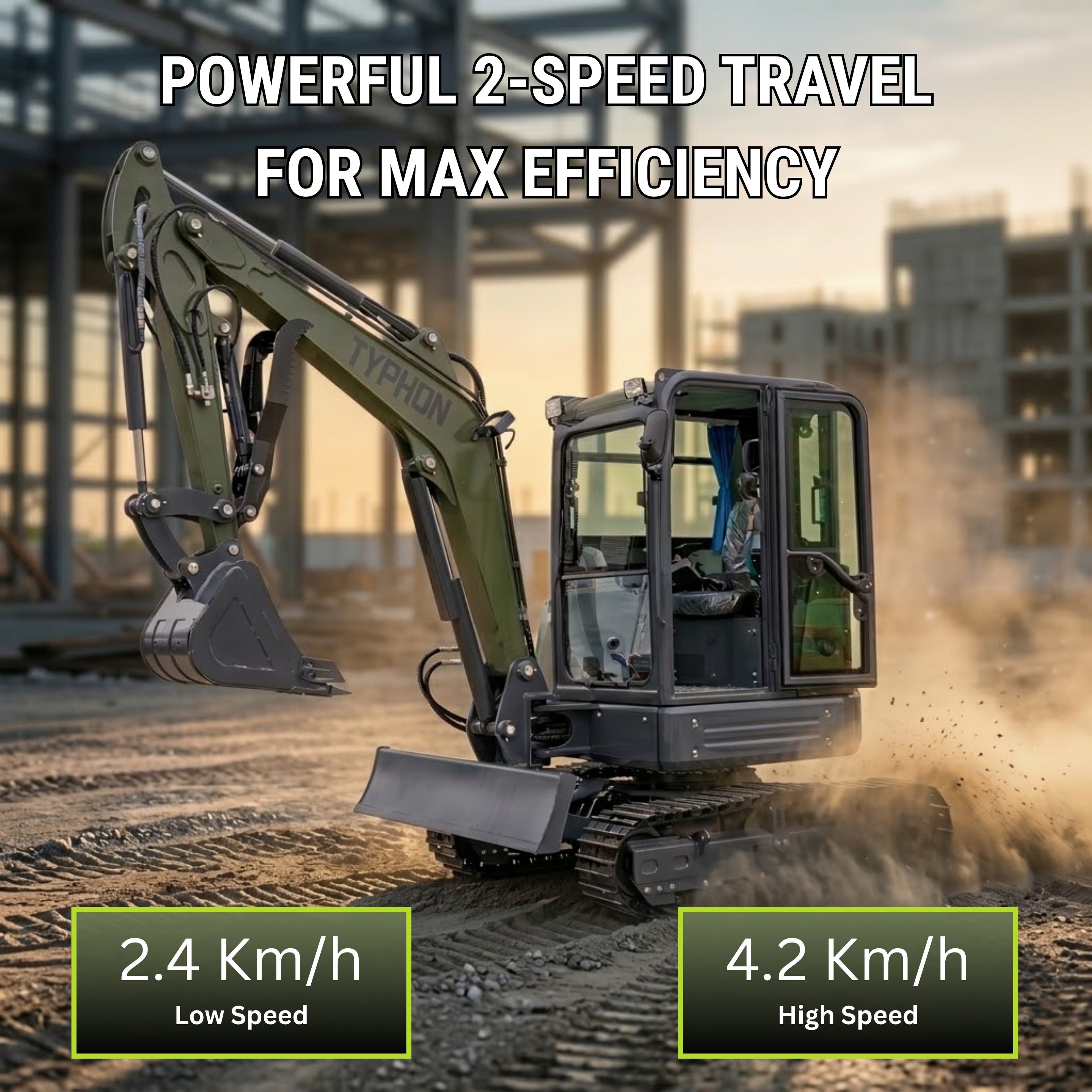 TYPHON KUVOU 4.0 mini excavator Kubota D1703 Diesel engine with 4Ton Operating Weight AC/ Heater