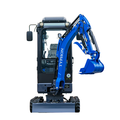 TYPHON TERROR XIX Prestige, 20.4 HP Kubota D902 4200lbs Mini Excavator with Boom Swing, Retractable Tracks, and AC/Heater Cabin
