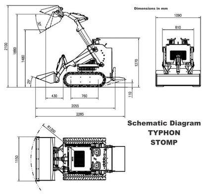Brand New TYPHON STOMP 1,800lbs Mini Skid Steer 23HP Wheel Gas EPA B & S Engine