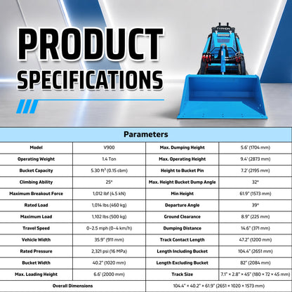Typhon Stomp V900  25HP Kubota Diesel Mini Track Loader  Stand-On Skid Steer EPA/EU Stage V