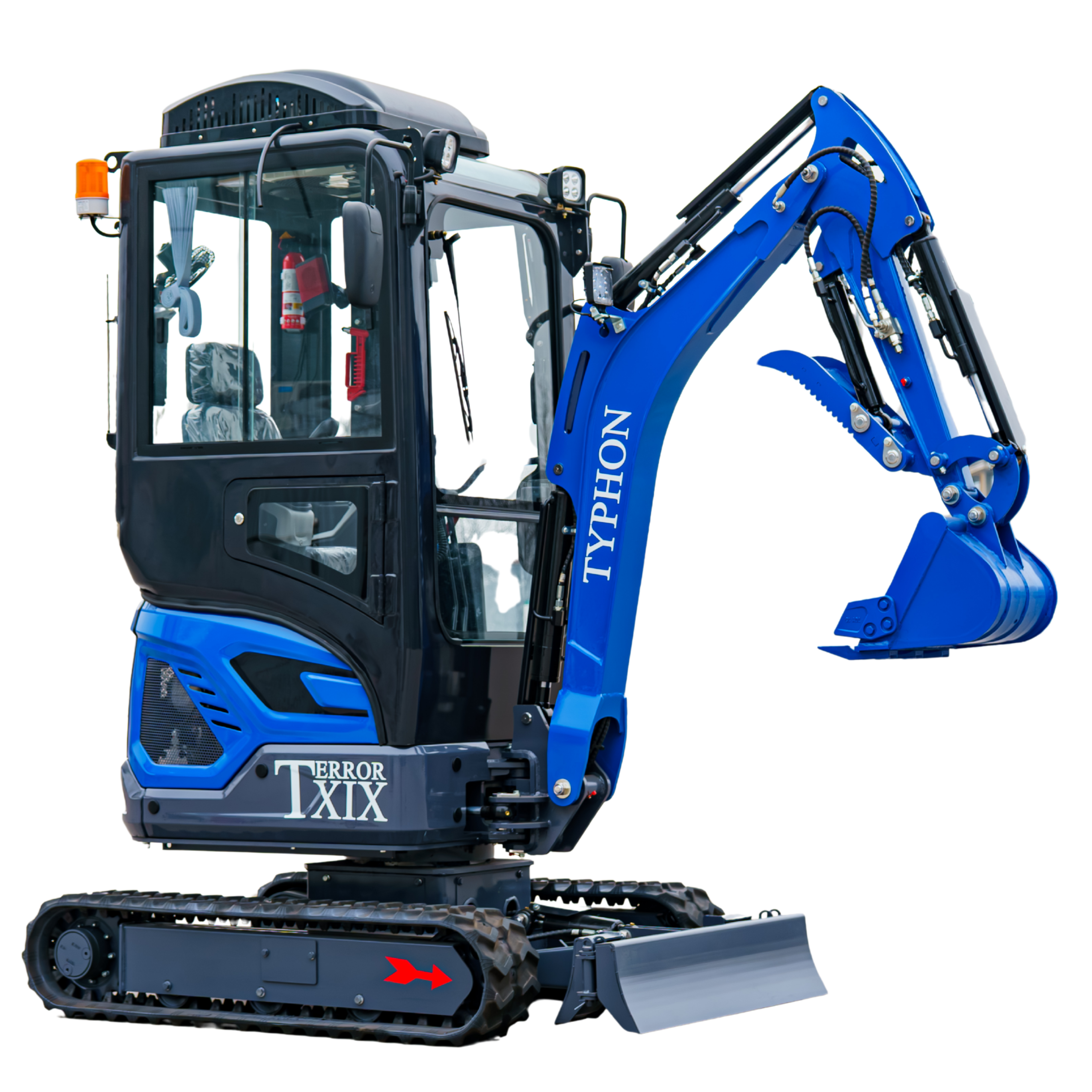 TYPHON TERROR XIX Prestige, 20.4 HP Kubota D902 4200lbs Mini Excavator with Boom Swing, Retractable Tracks, and AC/Heater Cabin