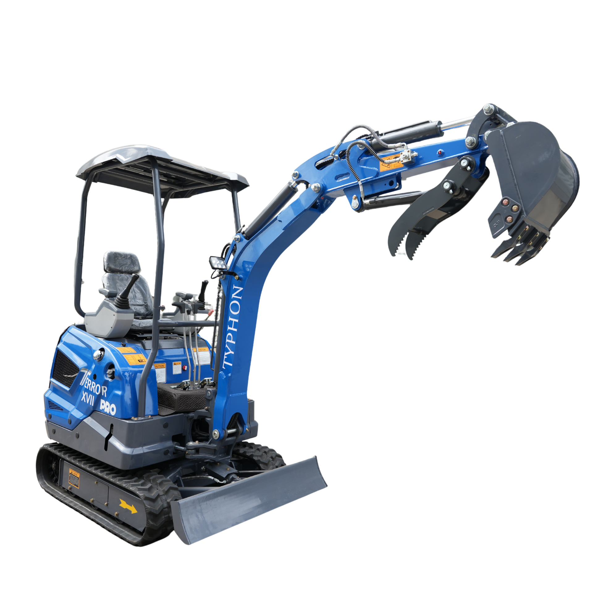 TYPHON TERROR XVII PRO 3800 lb mini excavator Hydraulic System Integrated Oil Cooler EPA-Certified Kubota D902 Engine