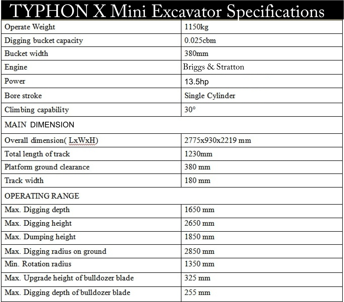 TYPHON Terror X Mini Excavator – 2,500lb Trench Digger with Cabin, 380mm Wide Bucket