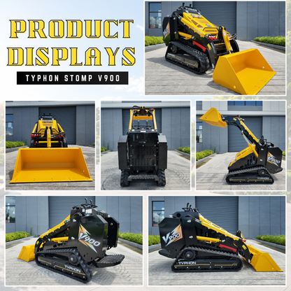 Typhon Stomp V900 Mini Track Loader  Kubota D1105 25HP Diesel  Stand-On Skid Steer Dual Aux Hydraulics  EPA Stage V