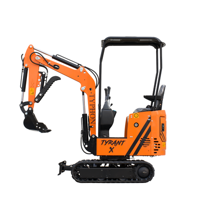 TYPHON TYRANT X 1-Ton Mini Excavator 13.5HP Briggs & Stratton Engine, Hydraulic Thumb Clip, Dozer Blade, 360° Body Swing