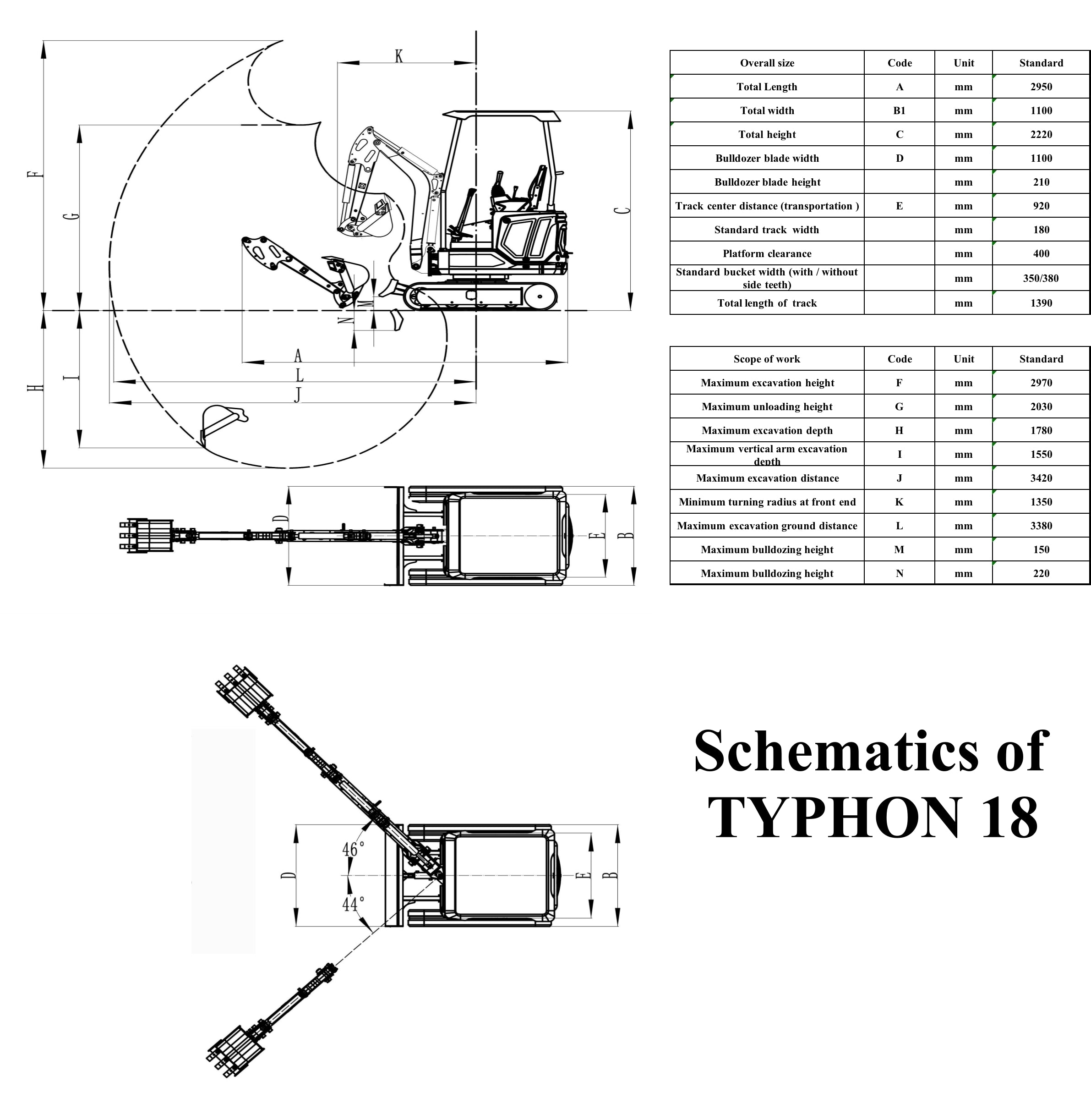 TYPHON 18 FLEX 1.8 Ton 4000lbs Trench Digger with Cabin 0.04 cbm Bucket