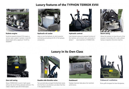 NEW 4,000lb TYPHON TERROR XVIII Mini Excavator Kubota Engine