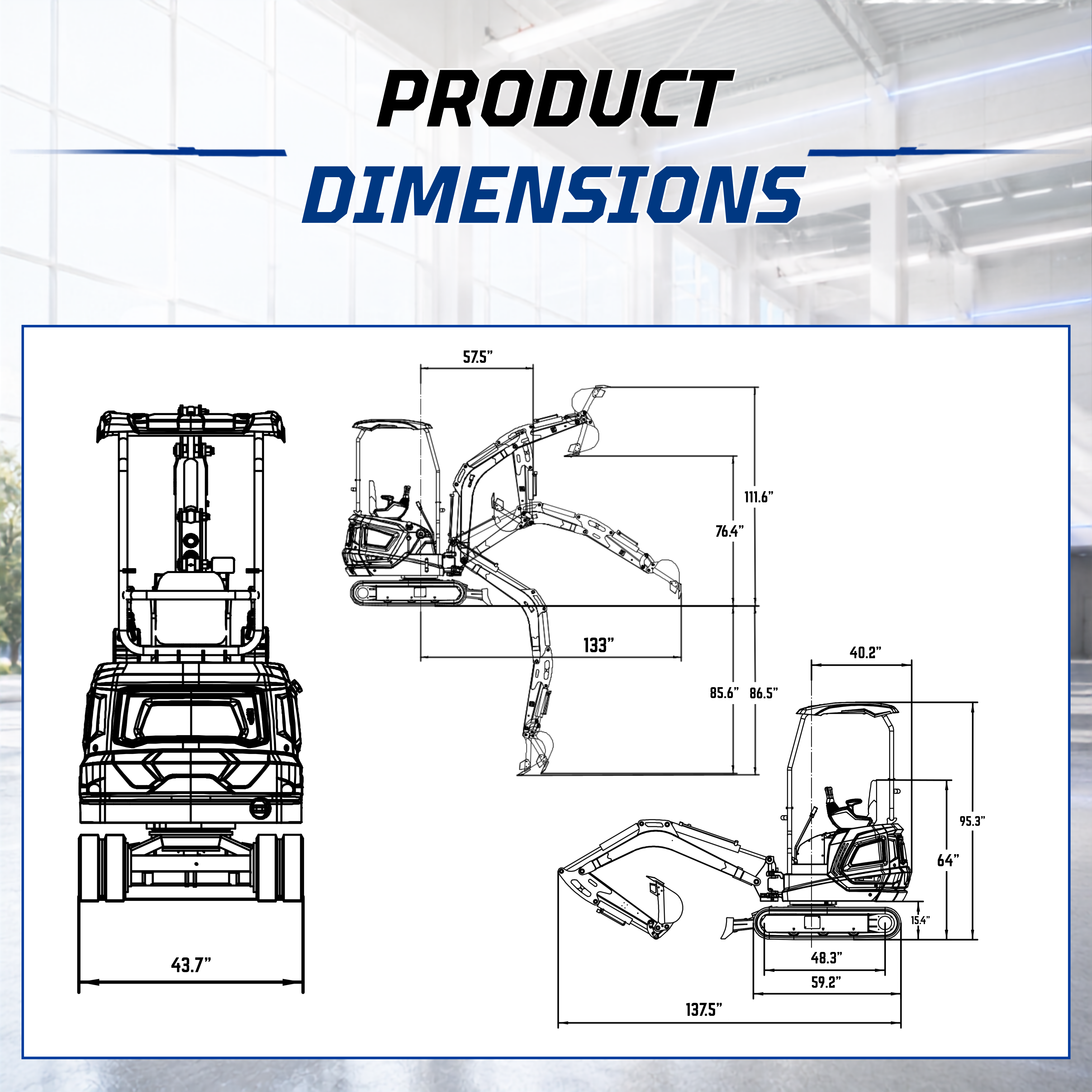 TYPHON TERROR XVII PRO 3800 lb mini excavator Hydraulic System Integrated Oil Cooler EPA-Certified Kubota D902 Engine