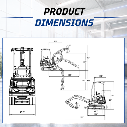 TYPHON TERROR XVII PRO 3800 lb mini excavator Hydraulic System Integrated Oil Cooler EPA-Certified Kubota D902 Engine