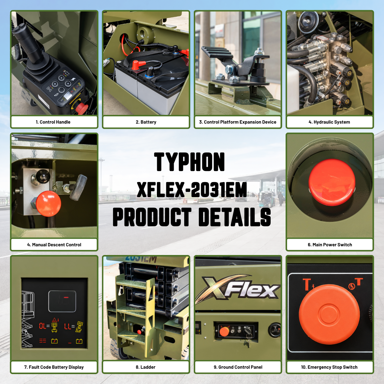 TYPHON xFlex-2031EM 1.2 Ton Electric Mini Scissor Lift&nbsp, 20 ft Max Platform Height&nbsp, 19.7-inch Platform Extension