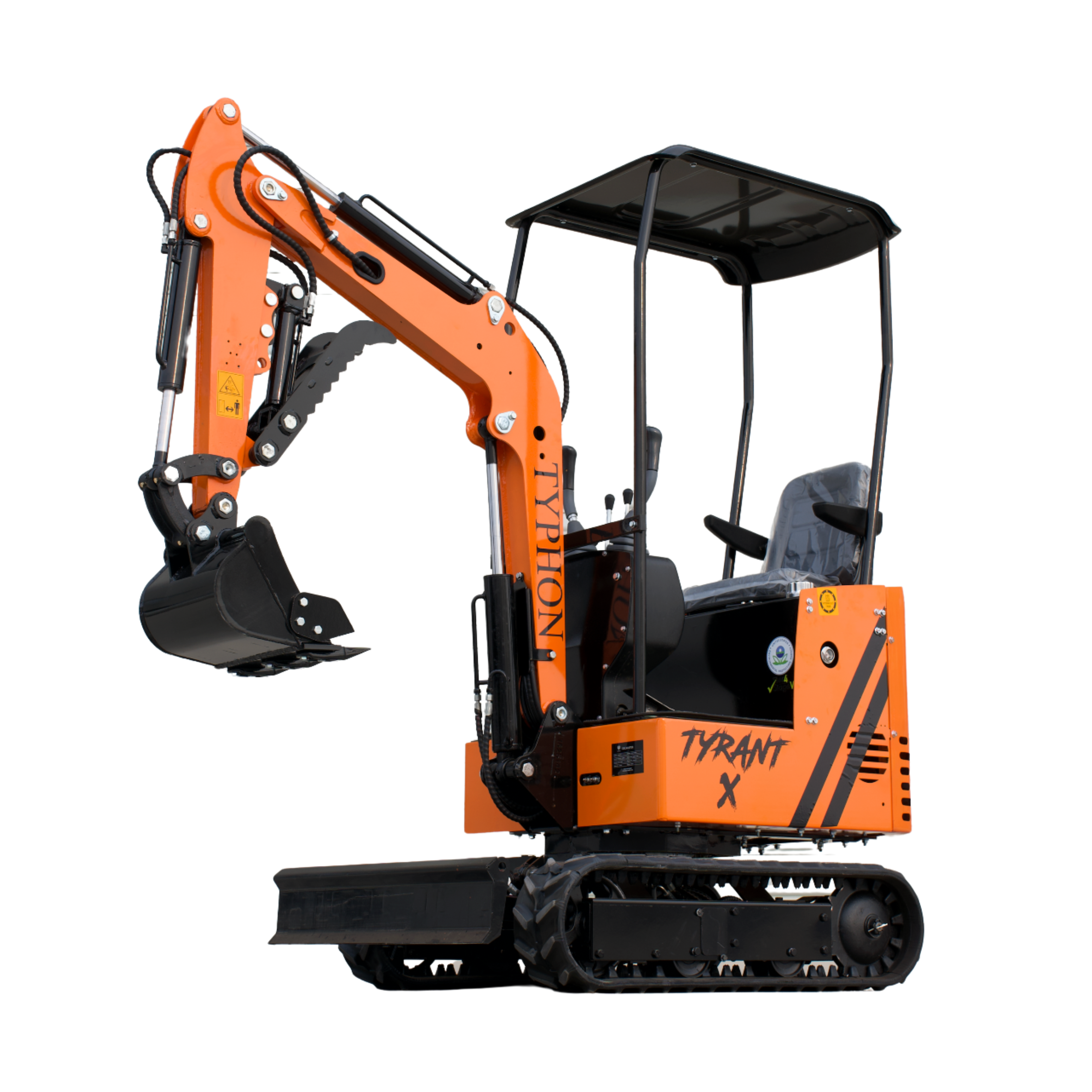 TYPHON TYRANT X 1-Ton Mini Excavator 13.5HP Briggs & Stratton Engine, Hydraulic Thumb Clip, Dozer Blade, 360° Body Swing