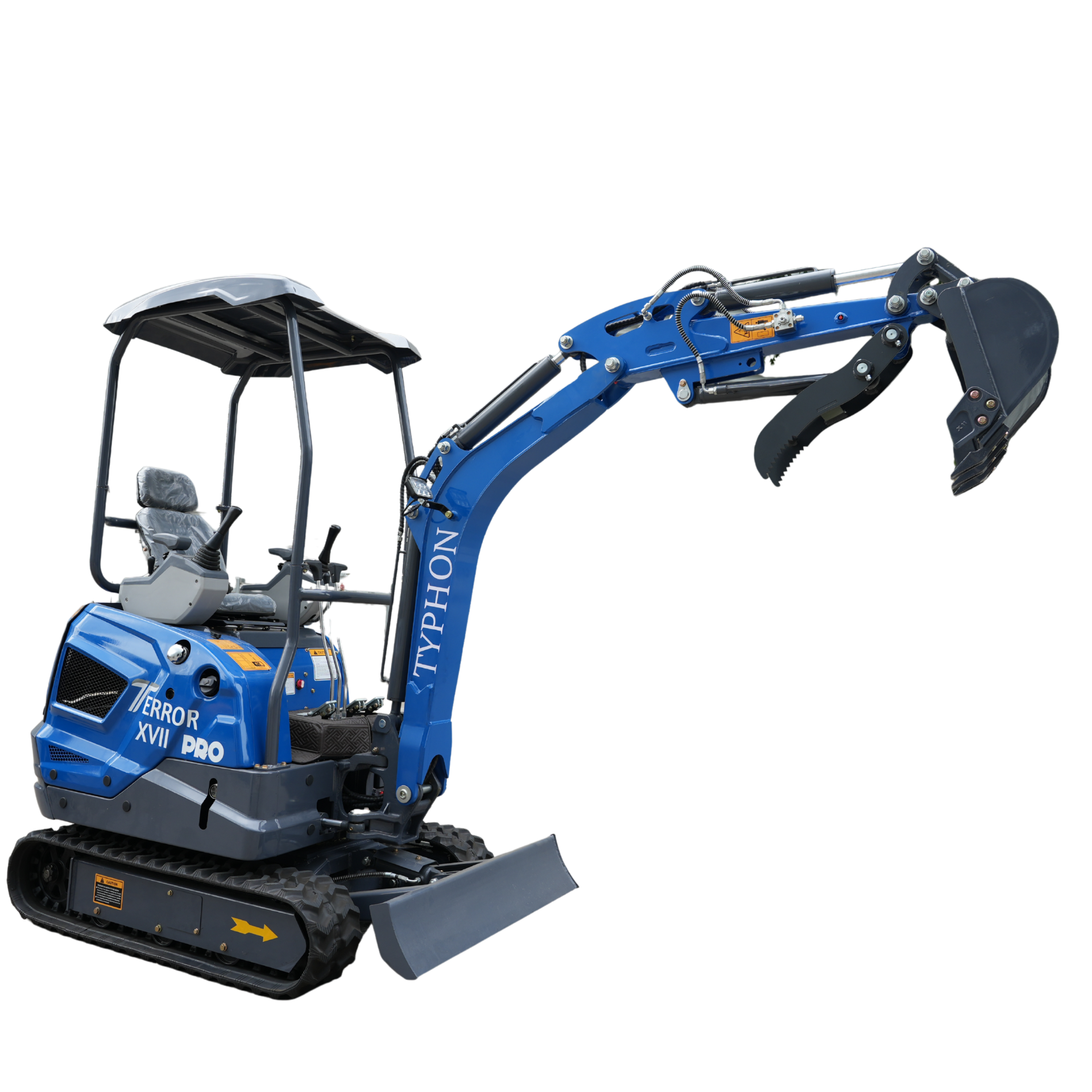 TYPHON TERROR XVII PRO 3800 lb mini excavator Hydraulic System Integrated Oil Cooler EPA-Certified Kubota D902 Engine
