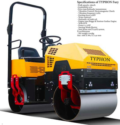 TYPHON FURY 1 Ton Vibratory Compactor Asphalt Roller