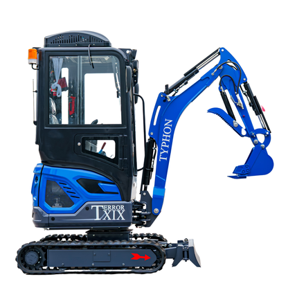 TYPHON TERROR XIX Prestige, 20.4 HP Kubota D902 4200lbs Mini Excavator with Boom Swing, Retractable Tracks, and AC/Heater Cabin