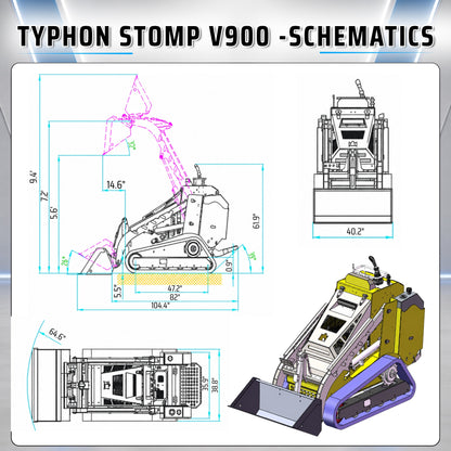 Typhon Stomp V900  25HP Kubota Diesel Mini Track Loader  Stand-On Skid Steer EPA/EU Stage V