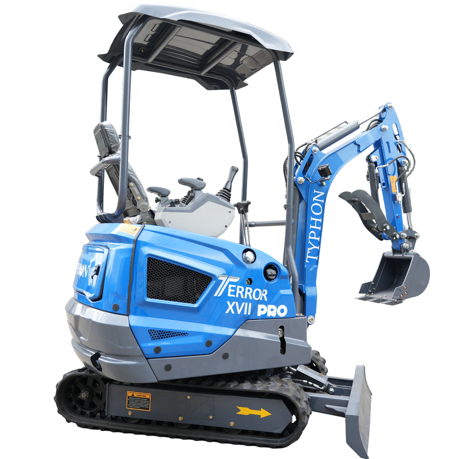 TYPHON TERROR XVII PRO 3800 lb mini excavator Hydraulic System Integrated Oil Cooler EPA-Certified Kubota D902 Engine