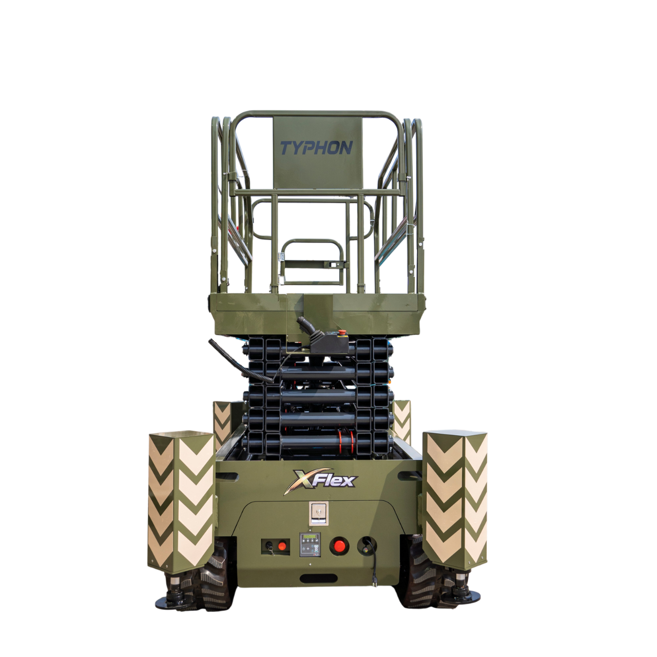 TYPHON xFlex-4068ET 3.2 Ton Electric Rubber Track Scissor Lift&nbsp; 40 ft Max Platform Height&nbsp; 5.4HP Hydraulic Pump Motor 35-Inch Platform Extension