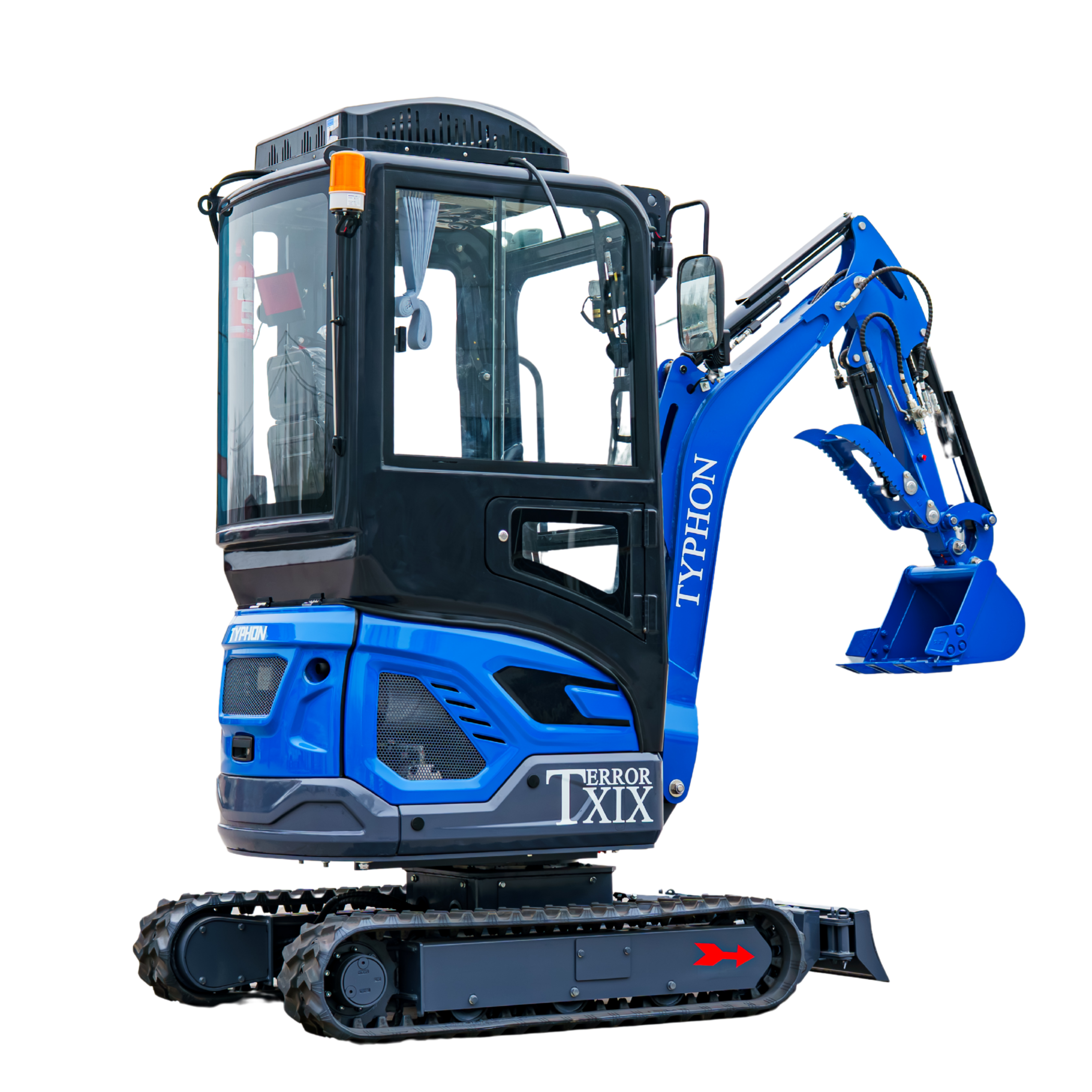 TYPHON TERROR XIX Prestige, 20.4 HP Kubota D902 4200lbs Mini Excavator with Boom Swing, Retractable Tracks, and AC/Heater Cabin