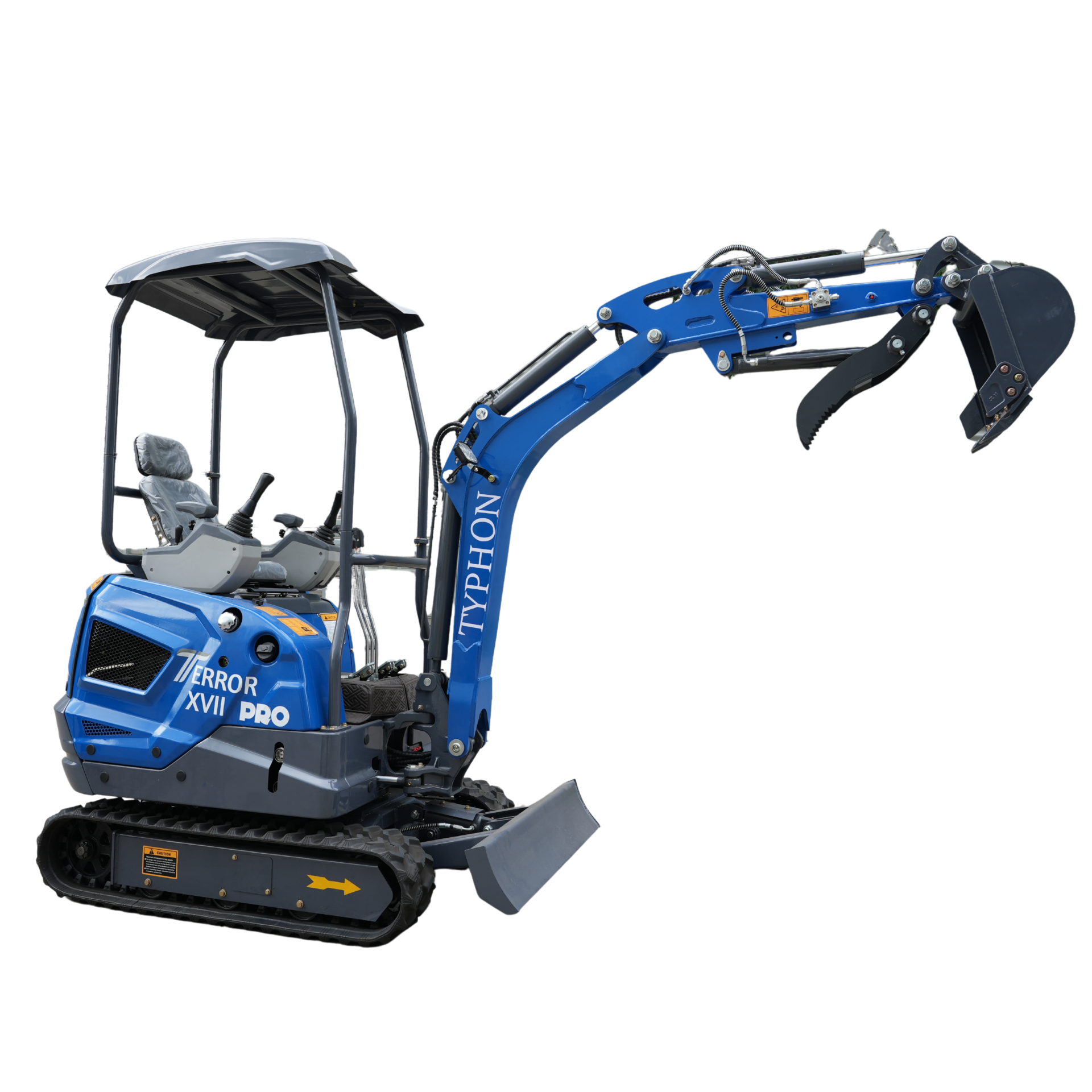 TYPHON TERROR XVII PRO 3800 lb mini excavator Hydraulic System Integrated Oil Cooler EPA-Certified Kubota D902 Engine