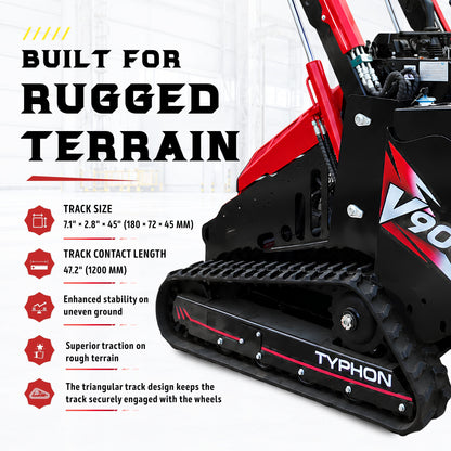 Typhon Stomp V900 Mini Track Loader Kubota D1105 25HP Diesel  Stand-On Skid Steer  EPA / EU Stage V