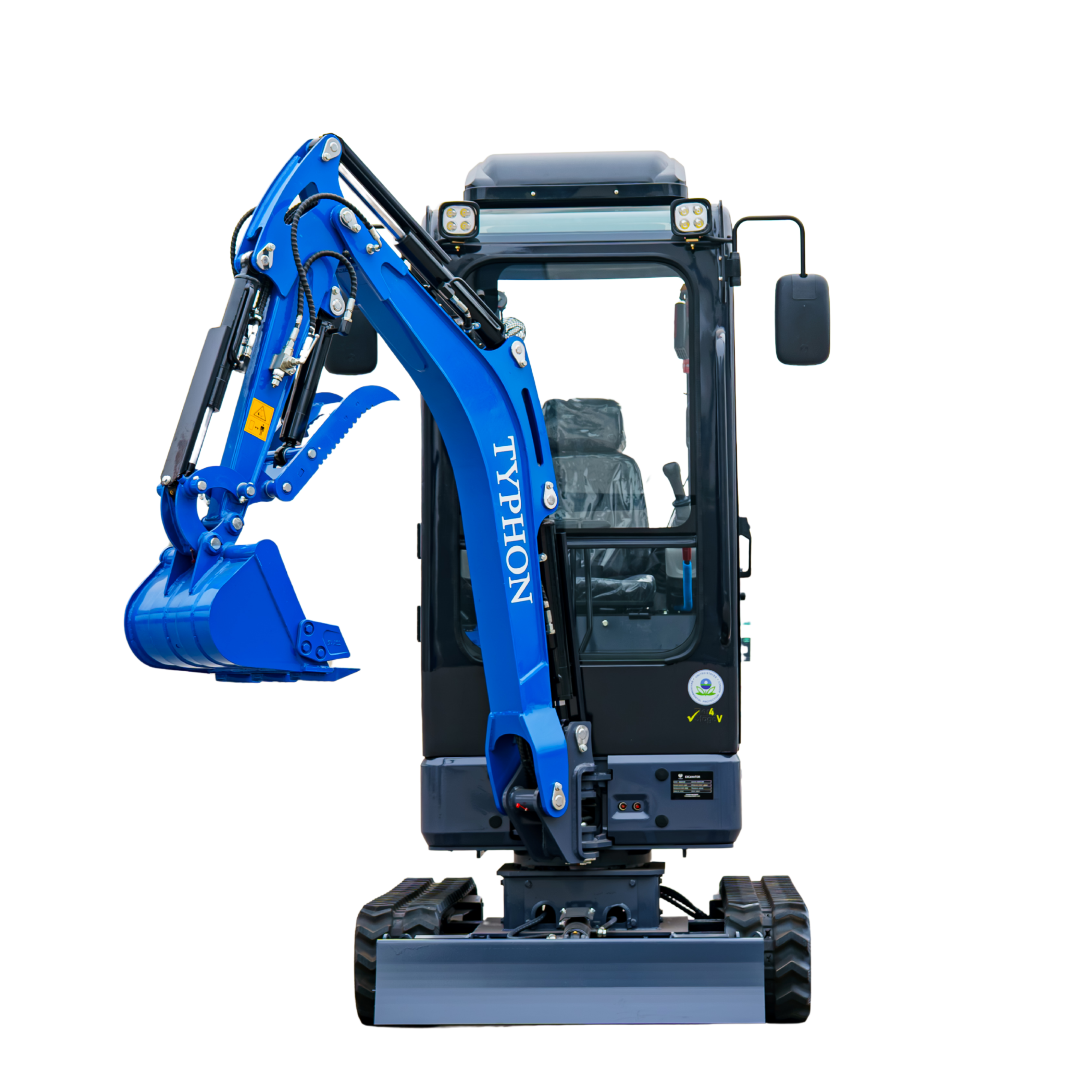 TYPHON TERROR XIX Prestige, 20.4 HP Kubota D902 4200lbs Mini Excavator with Boom Swing, Retractable Tracks, and AC/Heater Cabin
