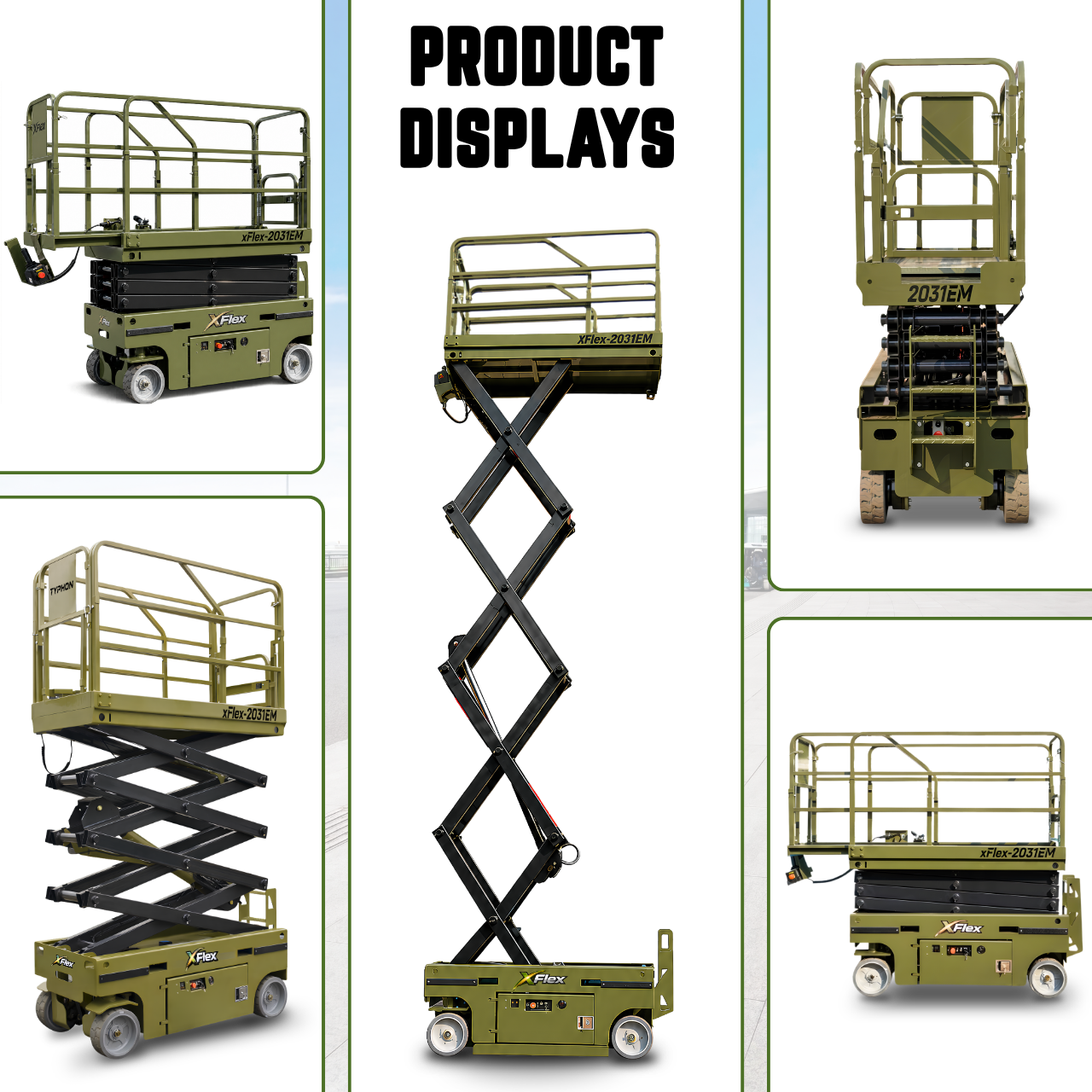 TYPHON xFlex-2031EM 1.2 Ton Electric Mini Scissor Lift&nbsp, 20 ft Max Platform Height&nbsp, 19.7-inch Platform Extension
