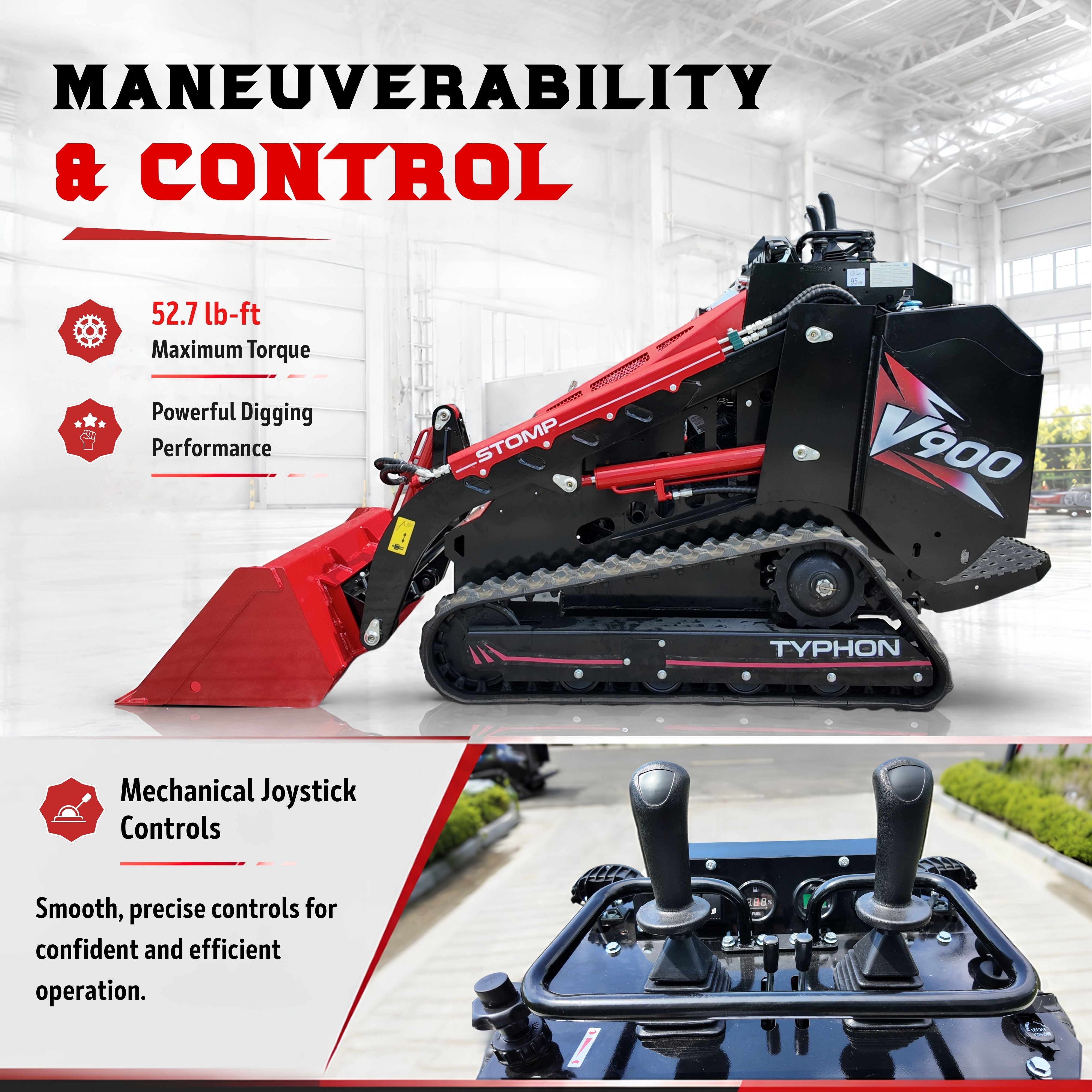 Typhon Stomp V900 Mini Track Loader Kubota D1105 25HP Diesel  Stand-On Skid Steer  EPA / EU Stage V