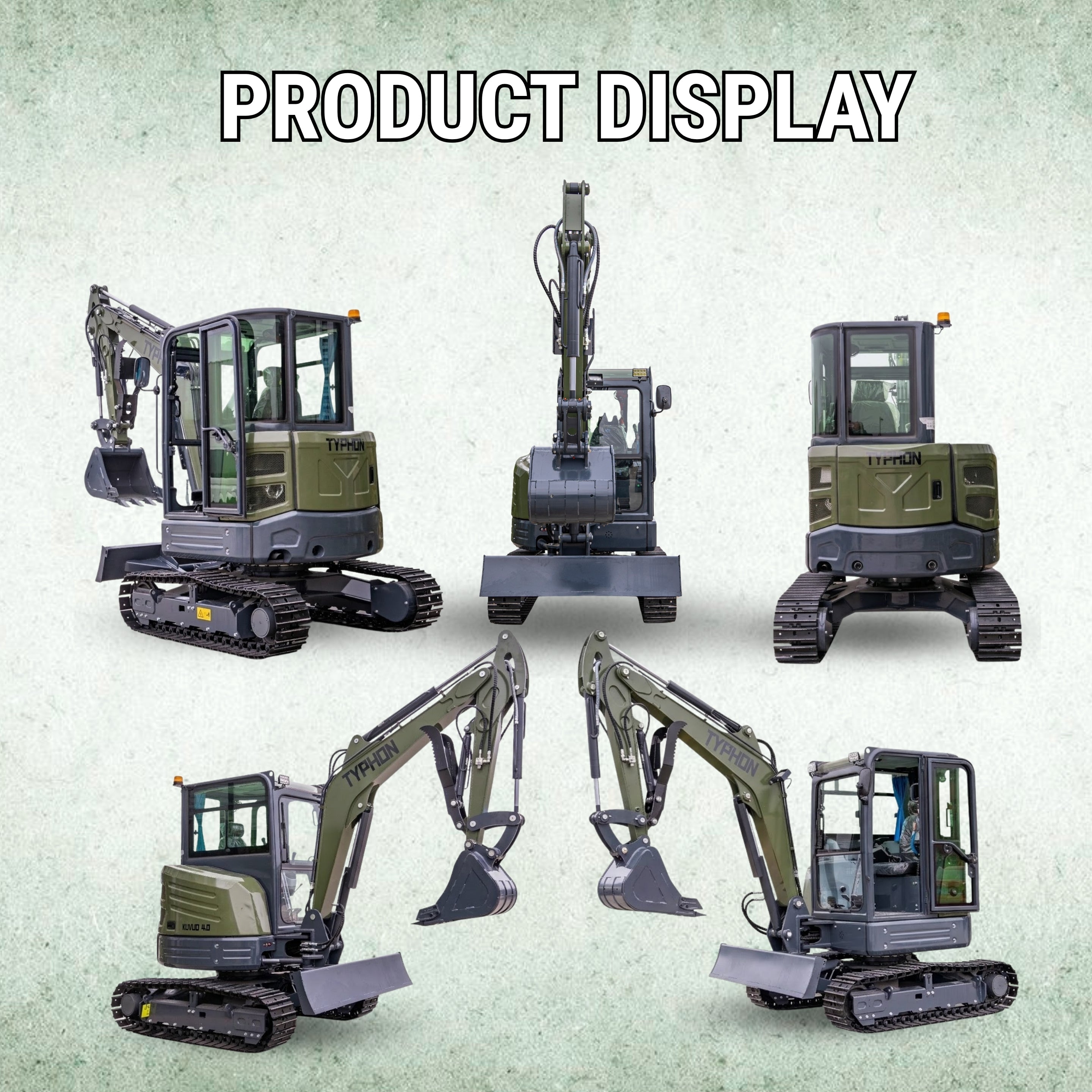 TYPHON KUVOU 4.0 mini excavator Kubota D1703 Diesel engine with 4Ton Operating Weight AC/ Heater