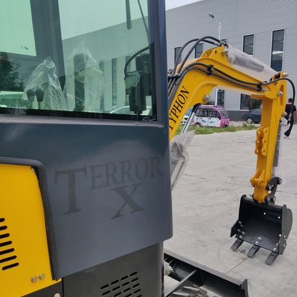 TYPHON Terror X Mini Excavator – 2,500lb Trench Digger with Cabin, 380mm Wide Bucket