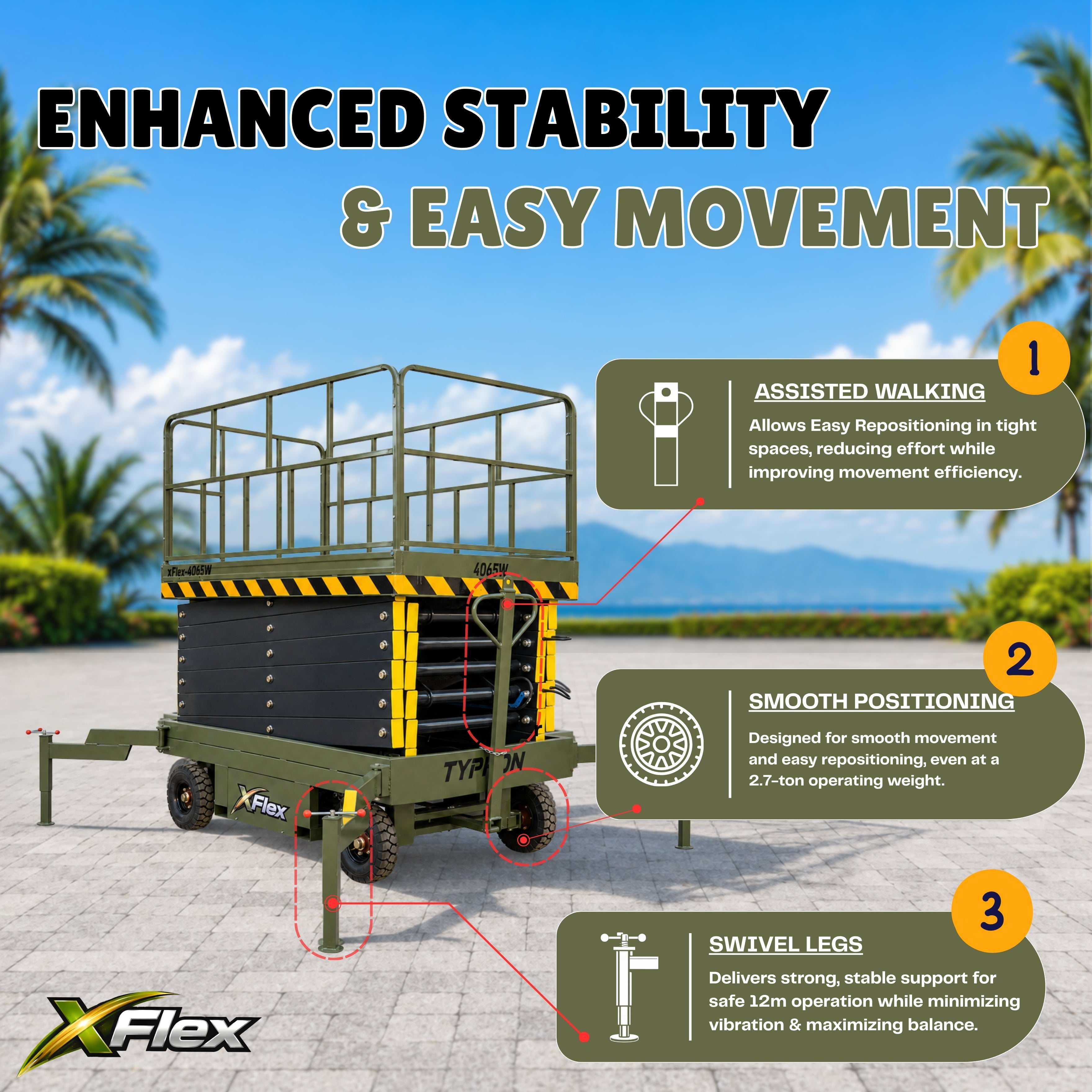 TYPHON xFlex-4065W Walk-behind Scissor Lift 40 ft lifting